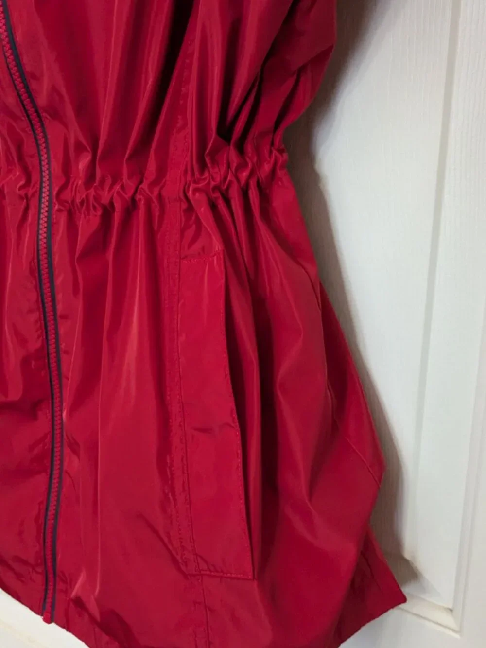 Tommy Hilfiger Women's Long Windbreaker Jacket Size M Red - Picture 6 of 10